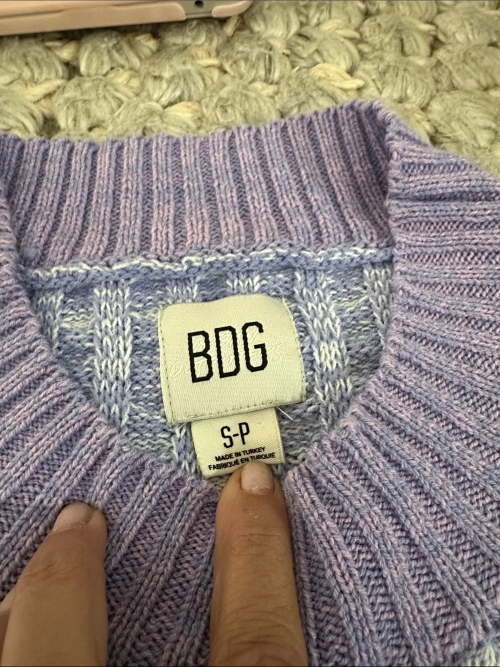 Urban Outfitters BDG Purple Pastel Colorblock Oversized Chunky Knit Sweater S